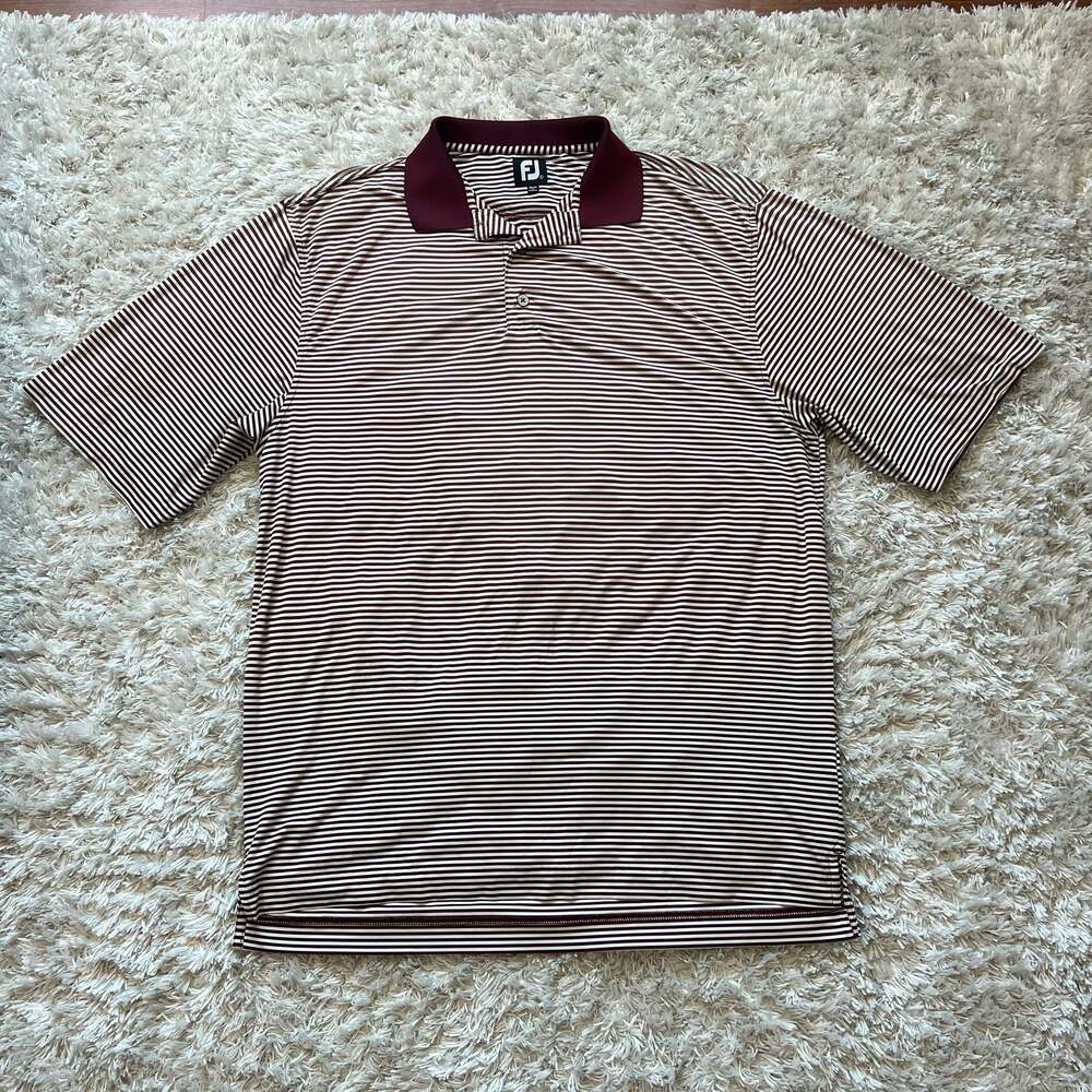FootJoy Men's Short Sleeve Performance Striped Golf Polo Shirt Large